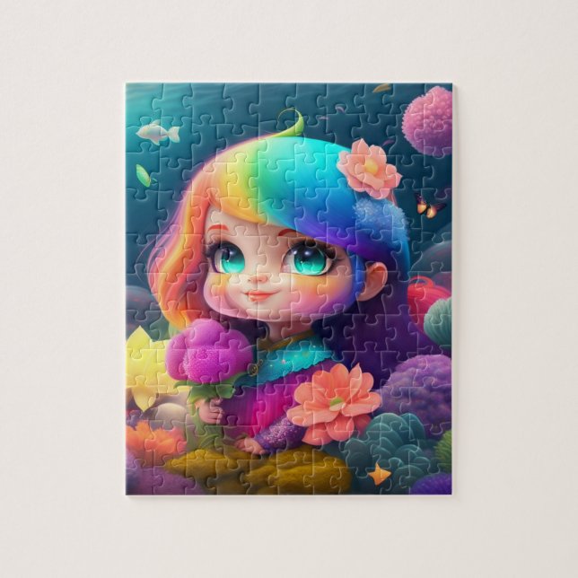 Colorful Hair Little Girl Pussel (Vertikal)