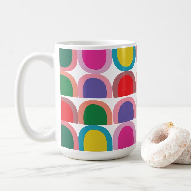 Colorful Half Circle Geometric Kaffemugg (Med munk)