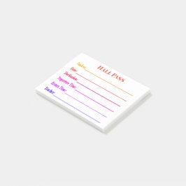 Colorful Hall Pass Post-it Block