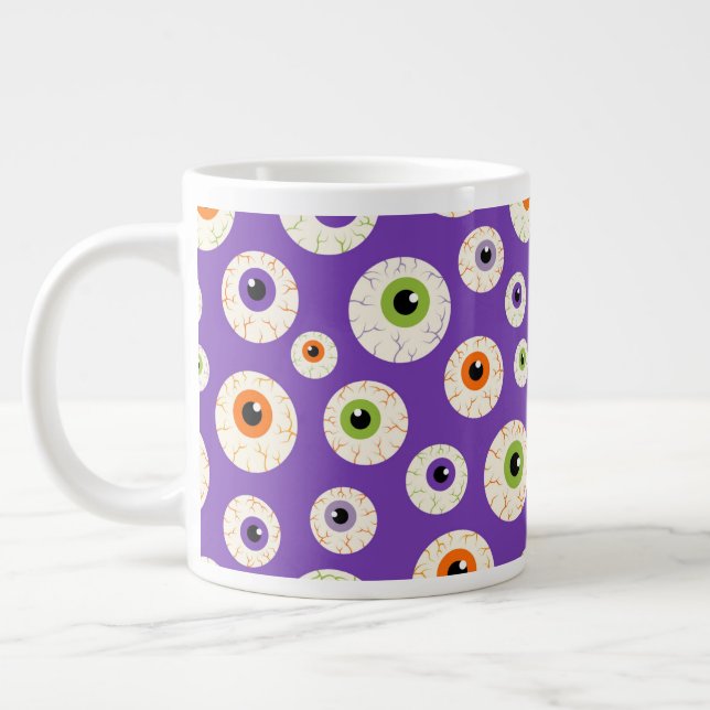 Colorful Halloween EyebullMönster Jumbo Mugg (Vänster)