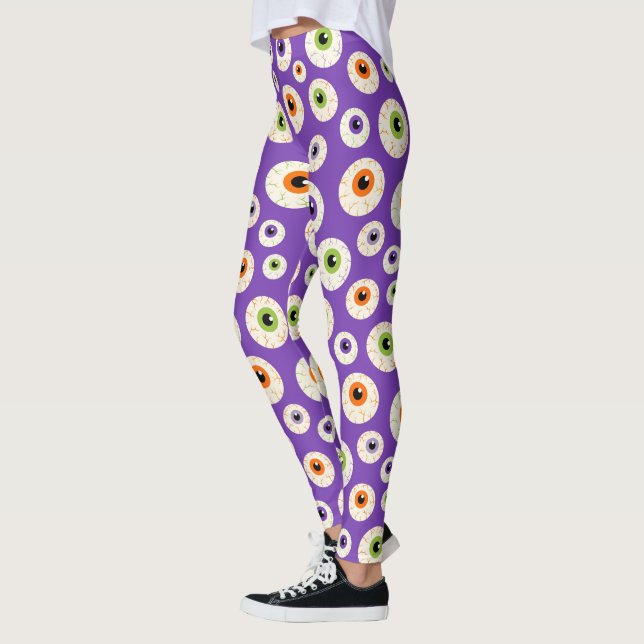 Colorful Halloween EyebullMönster Leggings (Vänster)