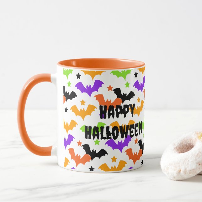 Colorful Halloween Fladdermus Mugg (Med munk)