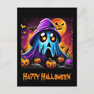 Colorful Halloween Ghost Pumpkin Happy halloween Vykort
