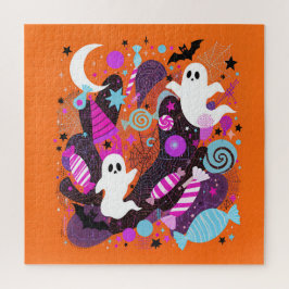 Colorful Halloween Ghosts and Candy Pussel