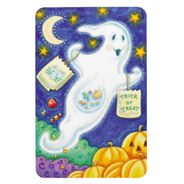 Colorful Halloween Magnet med Halloween Ghost (Vertikal)