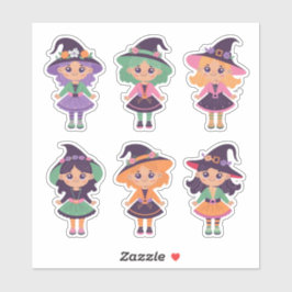 Colorful Halloween Witches Sticker Lakan Klistermärken
