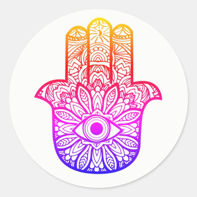 Colorful Hamsa Sticker Runt Klistermärke (Framsida)