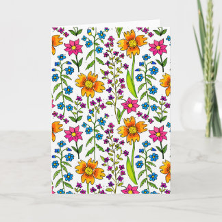 Colorful Hand-Drawn Wildflower Pattern Greeting Kort