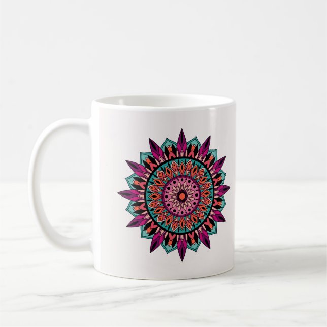 Colorful Hand plockade Mandala Mönster Kaffemugg (Vänster)
