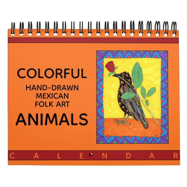 Colorful Hand plockade Mexican PeopleArt Animals 2 Kalender (Omslag)