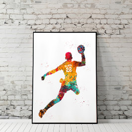 Colorful Handball Player Poster