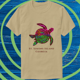 Colorful Handsome St. Simons Island GA Sea Turtle T Shirt