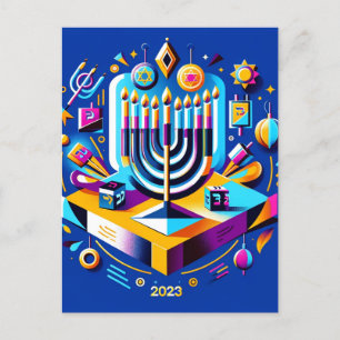 Colorful Hanukkah 2023 Vykort