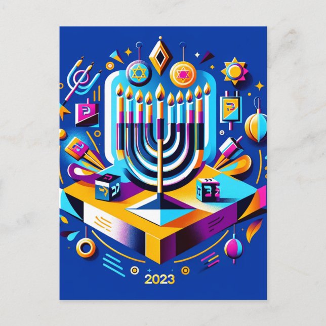 Colorful Hanukkah 2023 Vykort (Framsida)