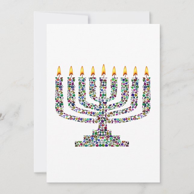 Colorful Hanukkah Candle Inbjudningar (Framsida)