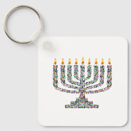 Colorful Hanukkah Candle Nyckelring