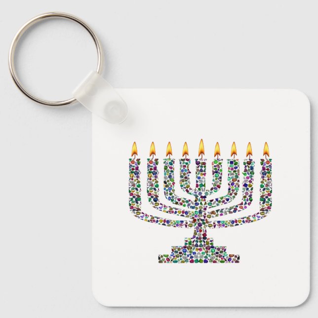 Colorful Hanukkah Candle Nyckelring (Framsida)