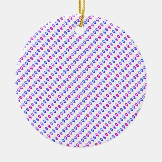 Colorful Hanukkah Dreidels Julgransprydnad Keramik (Framsidan)