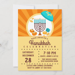 Colorful Hanukkah Party Inbjudningar
