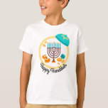 Colorful Hanukkah T Shirt<br><div class="desc">Ljusstark,  färglös Hanukkah-design med menorah,  gelt,  dreidel,  sufganiyah donuts och yamaka.</div>