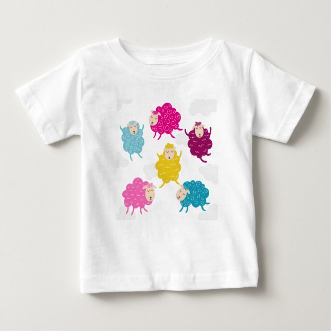 Colorful Happy Sheep Kids T-Shirt (Framsida)