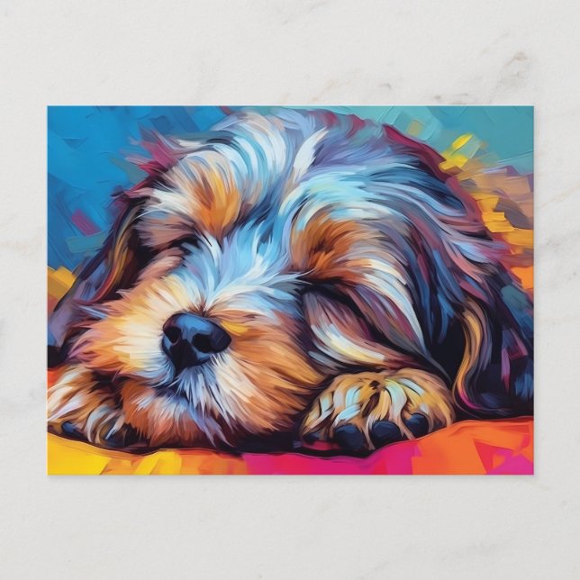 Colorful Havanese hund sov Vykort (Framsida)