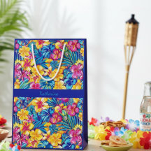 Colorful Hawaiian Tropical Floral Palm Name 