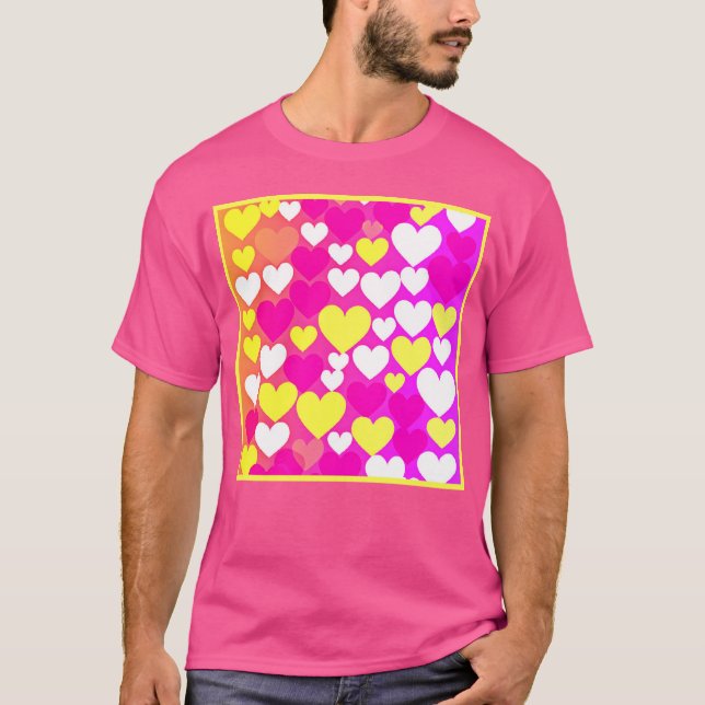 Colorful Heart Kärlek Mönster T Shirt (Framsida)