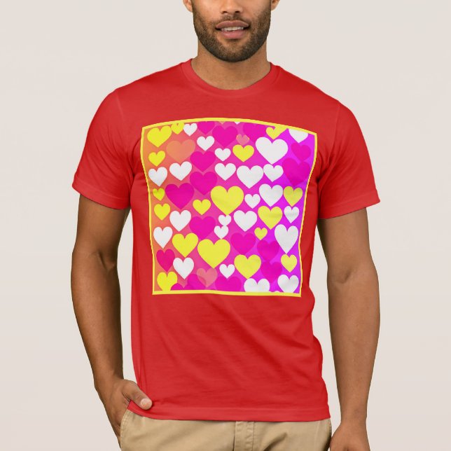 Colorful Heart Kärlek Mönster T Shirt (Framsida)