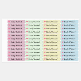 Colorful Heart Kids' Name Clothing School Labels Klistermärke