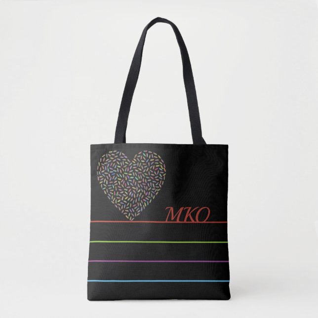 Colorful Heart Monogram Tygkasse (Framsida)