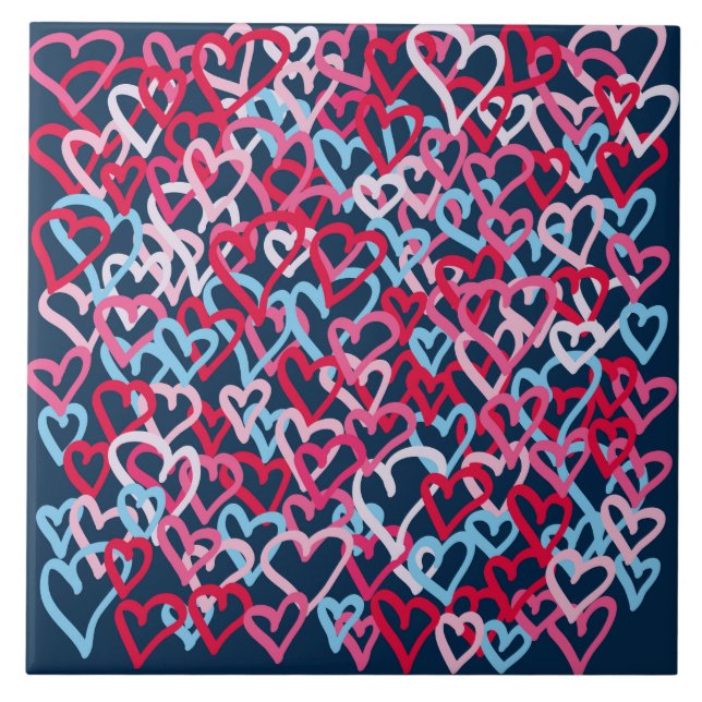 Colorful Hearts - Graffiti Stil Kakelplatta (Framsidan)