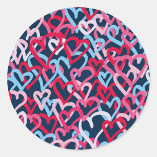 Colorful Hearts - Graffiti Stil Runt Klistermärke