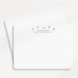 Colorful Hearts Nursery Note Card Inbjudningar