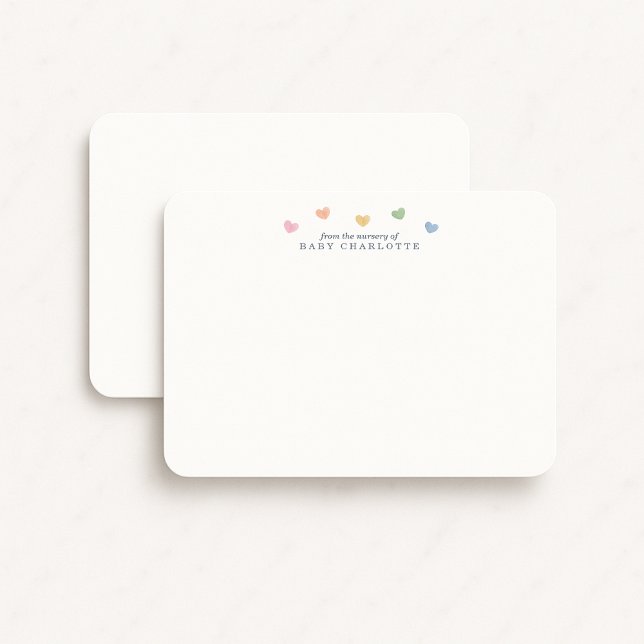 Colorful Hearts Nursery Note Card Inbjudningar (Skapare uppladdad)