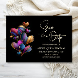Colorful Hearts Wedding Save the Date Spara Datumet