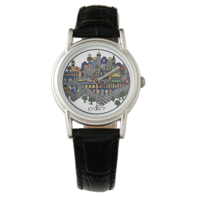 Colorful Hebrew Jerusalem Ceramic Armbandsur (Framsida)