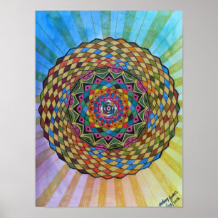 Colorful Helig Geometry Mandala - WaterColor Poster
