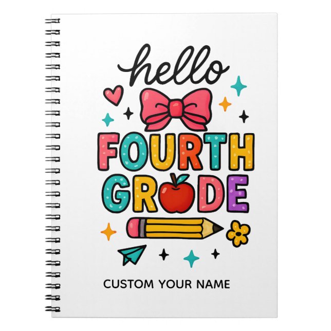 Colorful Hello Fourth Grade Anteckningsbok (Framsidan)