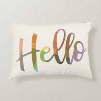 Colorful Hello Modern Script Home Decor Prydnadskudde