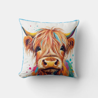 Colorful Highland Cow Calf Kudde