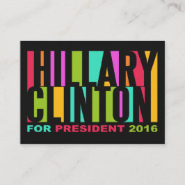 Colorful Hillary Clinton 2016 affärskort Visitkort