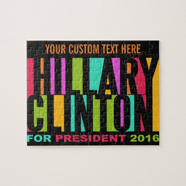Colorful Hillary Clinton 2016 anpassningsbar puzzl Pussel (Horisontell)