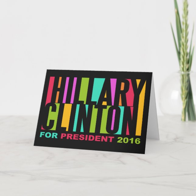 Colorful Hillary Clinton 2016-hälsningskort Kort (Framsida)