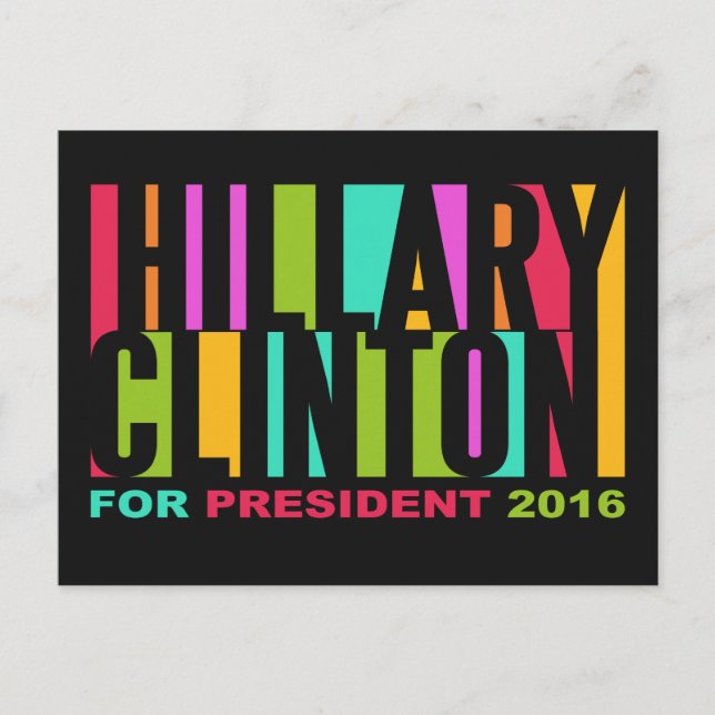 Colorful Hillary Clinton 2016-vykort Vykort (Framsida)