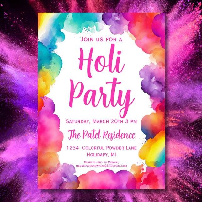 Colorful Hindu Holi Festival Party Inbjudningar (Skapare uppladdad)
