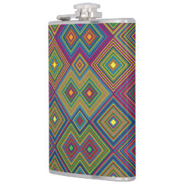 Colorful hip flask with a vibrant geometric  fickplunta