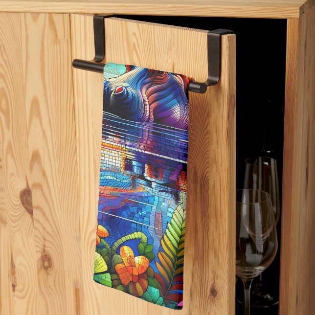 Colorful Hippo  Kökshandduk (Thirds Fold)