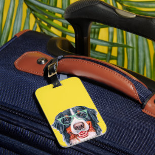 Colorful Hipster Bernese Mountain Hund Bagagebricka