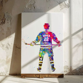 Colorful Hockey Player Canvastryck